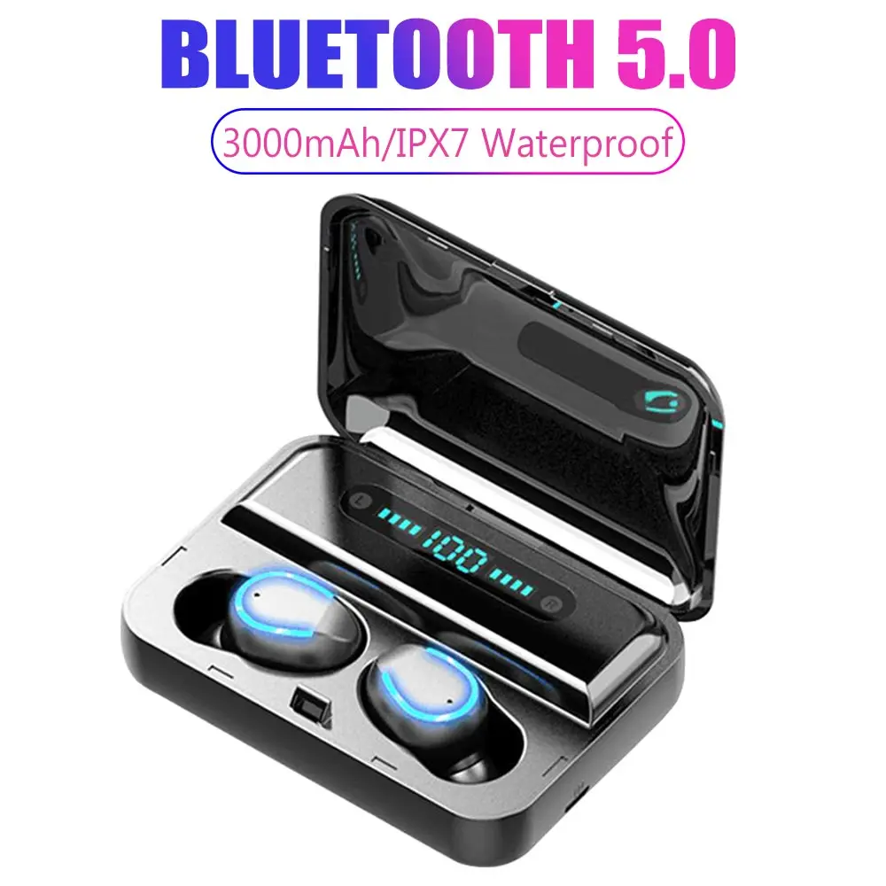TWS F9-5 Беспроводные Bluetooth 5,0 мини наушники невидимые наушники 8D стерео часы светодиодный шумоподавление Гарнитура IPX7 водонепроницаемый