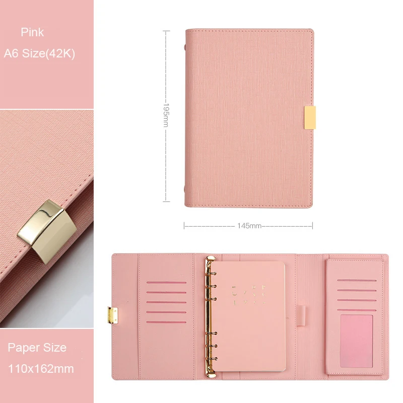 Pink A6 Изысканный деловой стиль офисный блокнот Весна связующий Дневник Книга-нет ручки, Размер A5/A6, TPN063 - Цвет: Pink A6