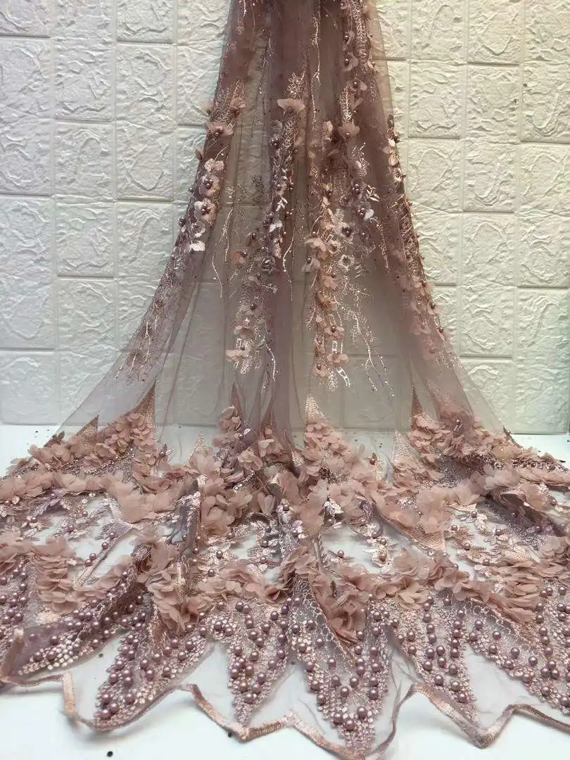 

NEW lace fabric african lace fabric high quality Beaded French Lace Fabric embroidery wave flower Nigerian tulle lace ZXW-129
