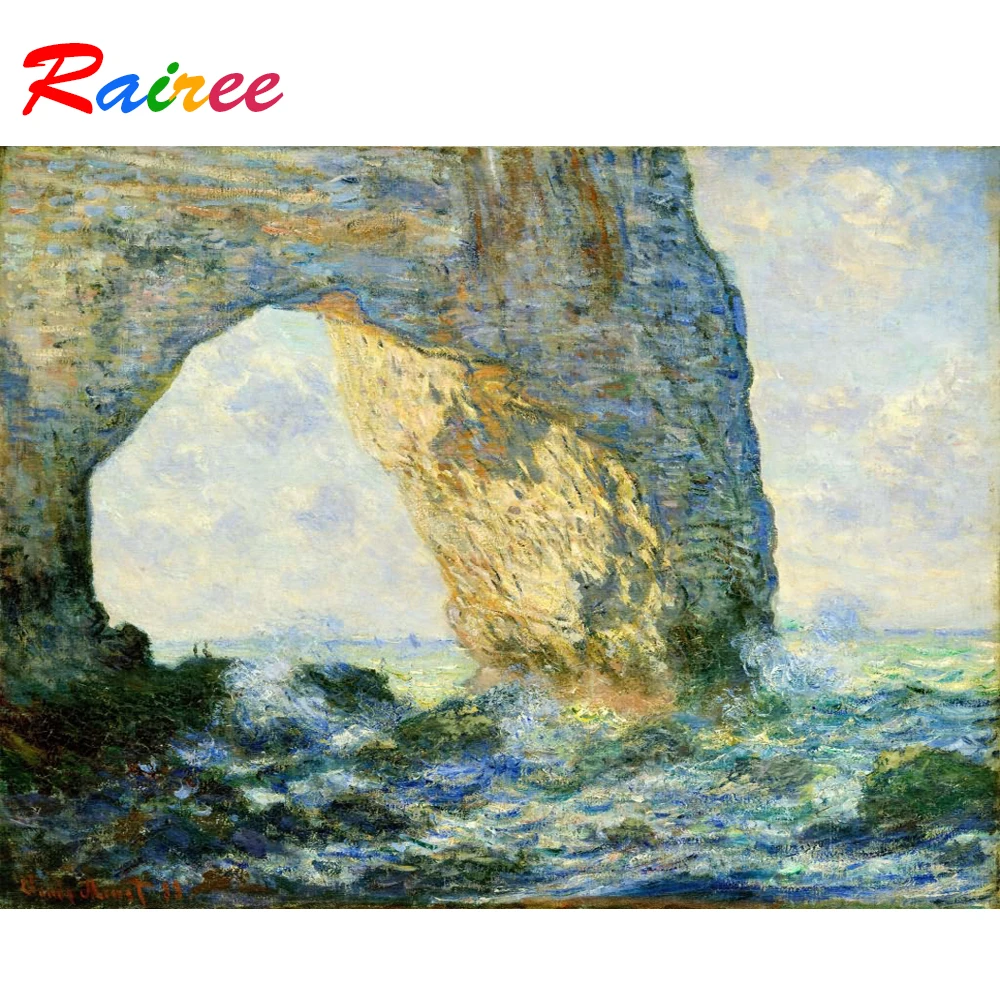 Monet известная картина &quotскалы Etretat&quot 5D DIY алмазная живопись пейзаж Алмазная