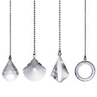 4pcs crystal prisms charm pendant ceiling fan pull chain extender with ball chain connector