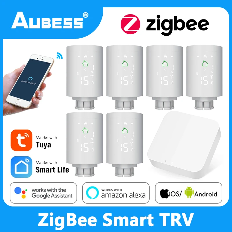 

Aubess Smart ZigBee Radiator Thermostat Thermostatic Radiator Valve TRV Boiler Heating Thermoregulator For Tuya Smart Life Alexa