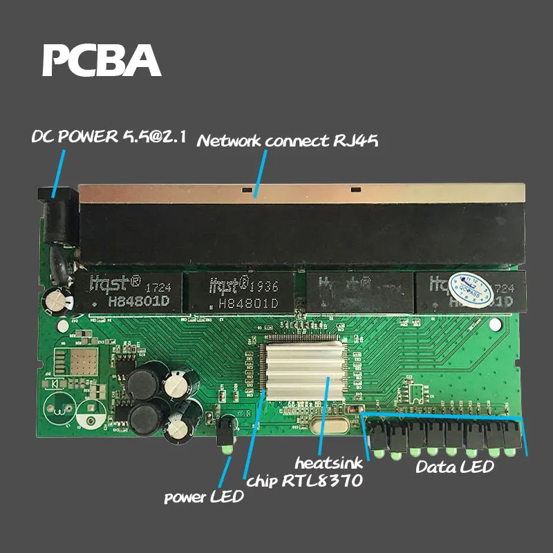 8 портов гигабитный пассивный коммутатор PCBA неуправляемые переключатели ModuleUTP 2
