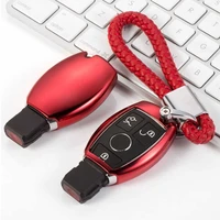 2021 key fob replacement for mercedea bens e260 c180 c200l tpu car key cover case key bag shell holder and braided rope keyring