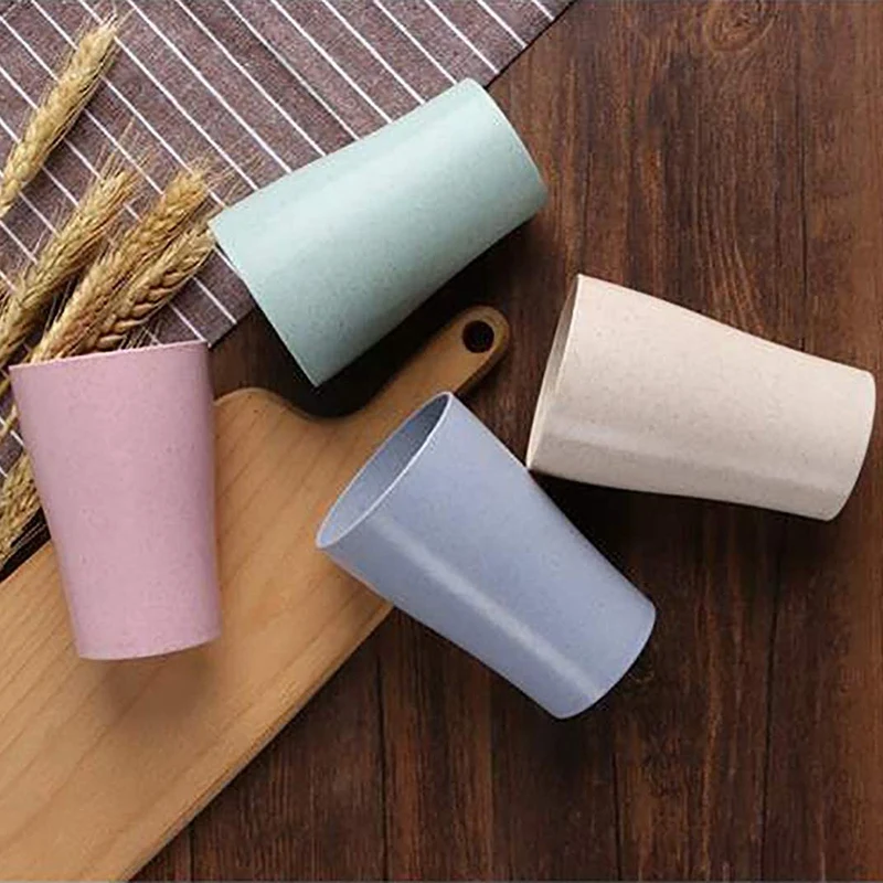 

16 Pcs Wheat Straw Drinking Cups for Kids Adult 10 Oz Reusable Tumblers Stackable Cups for Kitchen Party and Picnic