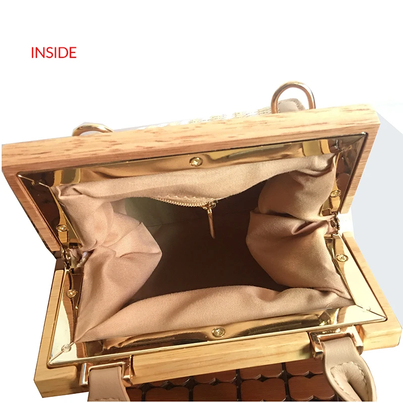 Плетеные Соломенные Сумочки на деревянной клипсе для женщин модный ротанговый