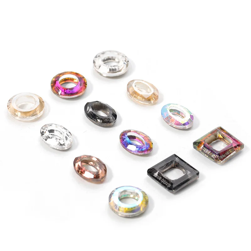 

10Pcs Hollow Angel Ring Rhinestones Nail Art AB Flame Color Chameleon 3D Circular Round Shape Decor Jewelry Charm Manicure