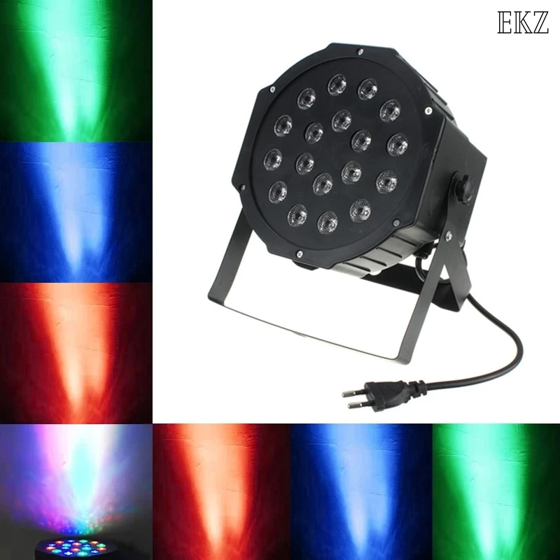 Professional Stage Lights 18X3W RGB PAR LED DMX512 Master Slave Flat Projector Lamp For DJ Disco KTV Party Lighting