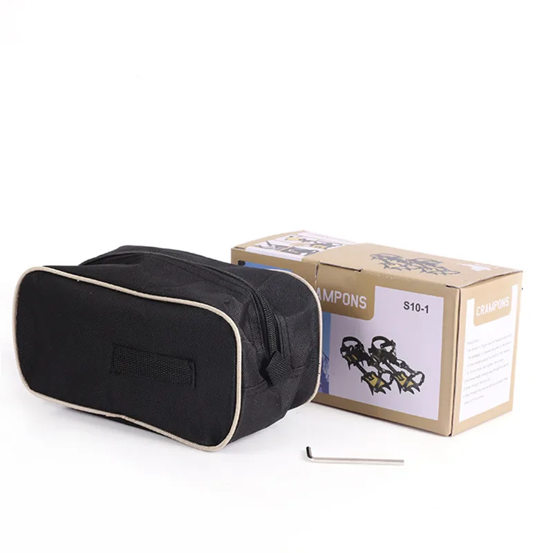 10 Teeth Professional Ice Gripper Spike Shoes Anti Slip Hiking Climbing Snow Spikes Crampons Cleats Claws Grips Outdoor Boots