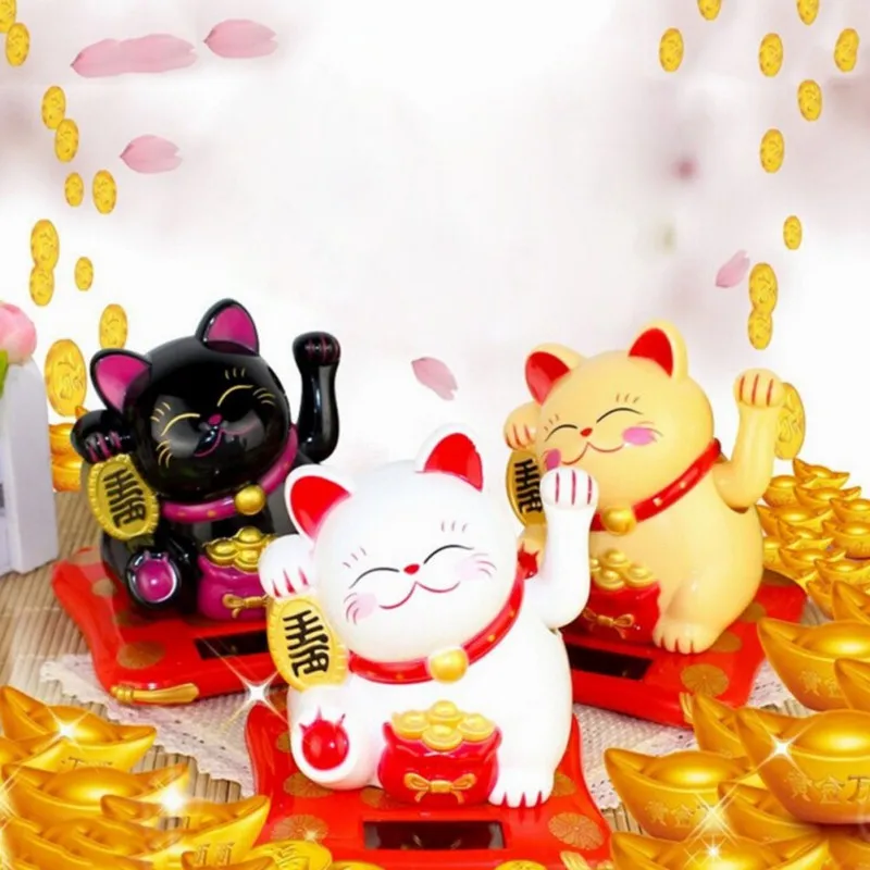 Maneki Neko Бытовая на солнечных батареях развевающаяся рука Фортуна кошка манит