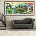 Алмазная живопись 5D с водопадом, закатом, вышивка стразами, пейзаж, озеро, дерево, искусство комплекты, украшение для дома