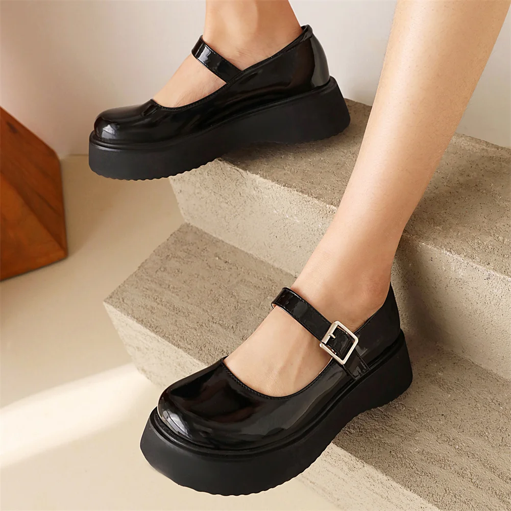 

Женские туфли на плоской подошве GIGIFOX, Туфли Мэри Джейн в готическом стиле на плоской платформе, черные, белые, большие размеры 43