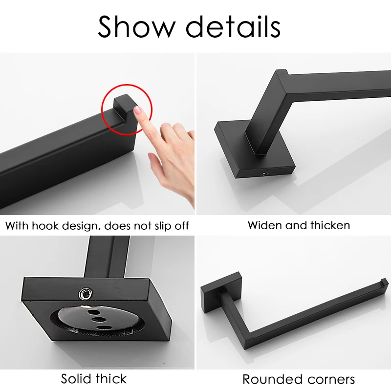 

New 1pc Matte Black Toilet Paper Holder Wall Mount Tissue Roll Hanger 304 Stainless Steel Bathroom Accessories Hot Sale Dropship