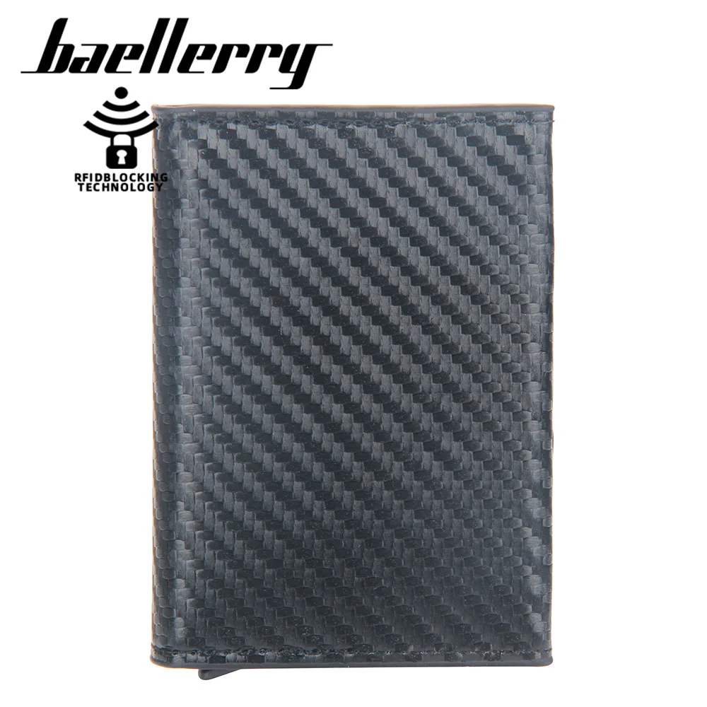 rfid men carbon fiber mini purse magnetic button smart wallet zipper coin purse aluminum alloy slim anti theft wallet for men free global shipping