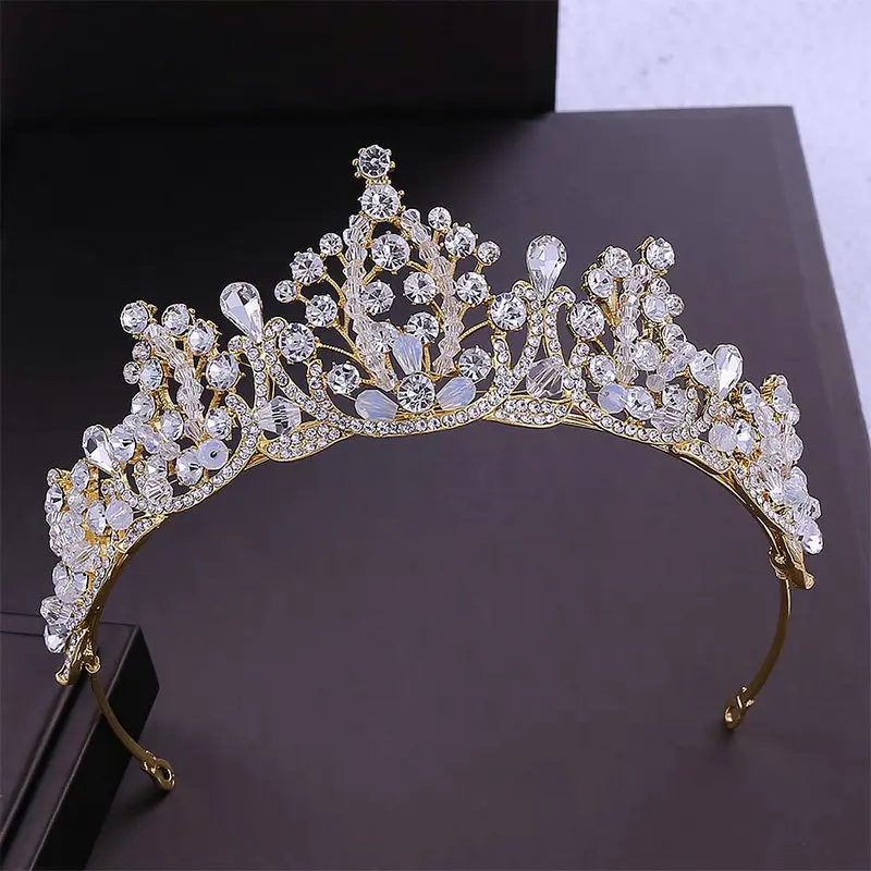 

Baroque Crystal Tiaras and Crowns Hairbands Rhinestone Wedding Hair Accessories For Bridal Head Jewelry co