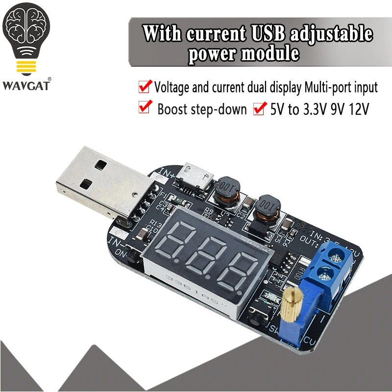С текущим USB Micro от 5 В до 3 9 12 18 24 регулируемый модуль регулятора напряжения