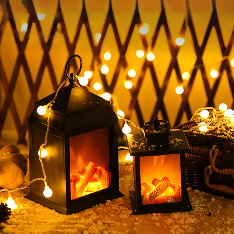 

LED Bulb Flame Lantern Lamp Simulated Fireplace Flame Effect Light AA Battery Courtyard Room Log Fire Effect Tabletop Decoration