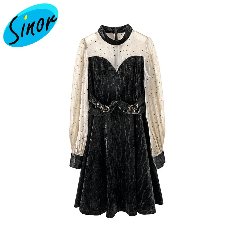 

Осеннее новое платье в стиле знаменитостей; Бархатная юбка Nanyou boutique; Женская 2090810