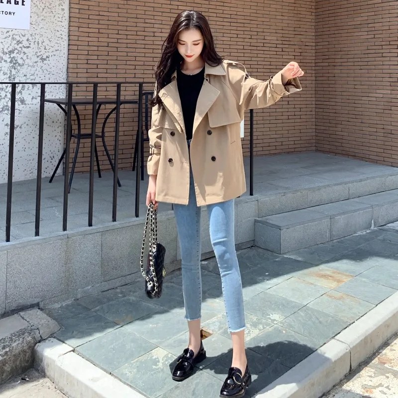 

New Spring Autumn Women Long Trench Coat Khaki Fashion Pockets Double Breasted Trench With Belt Business Outerwear