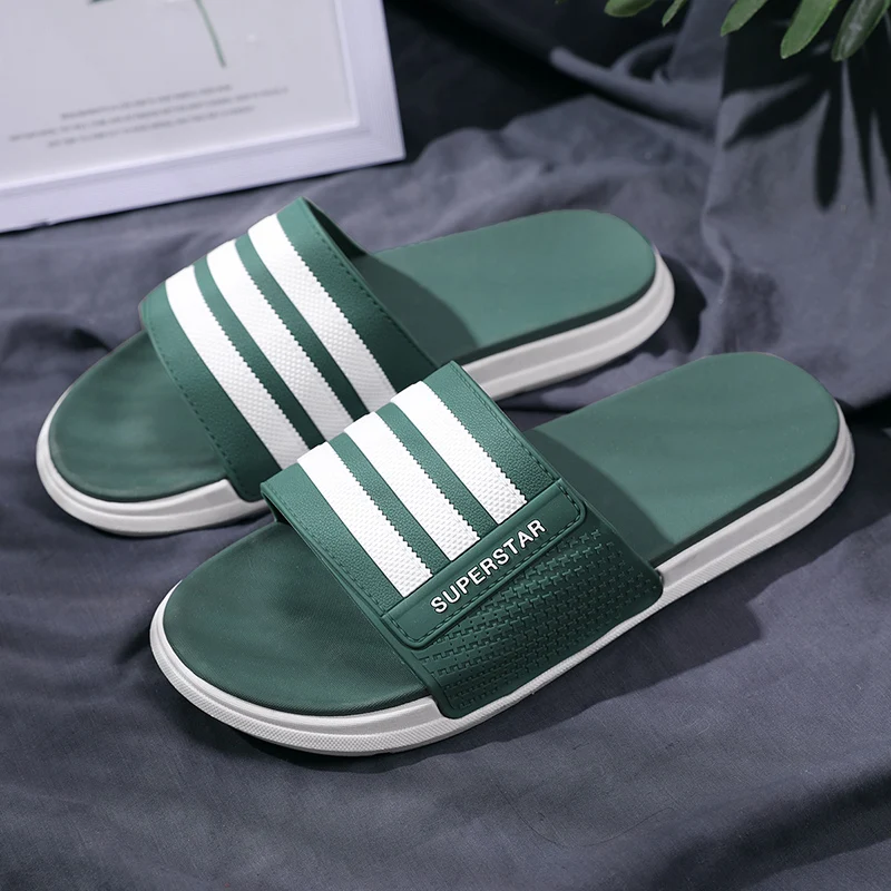 

KANGLL New Men Summer Non-Slip Shower Slippers Soft Sandals Fashion Male Flip Flops Leather Home Slides Comfort Beach Outdoor