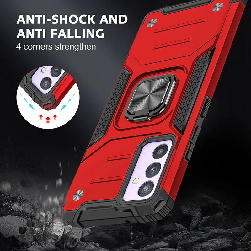 

Magnetic Metal Ring Stand Holder Armor Shockproof Case For Samsung Galaxy A82 5G Soft TPU Hrad PC Protective Cover Coque Fundas