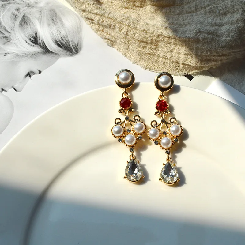 Новый стиль барокко винтажные свадебные хрустальные длинные серьги для женщин