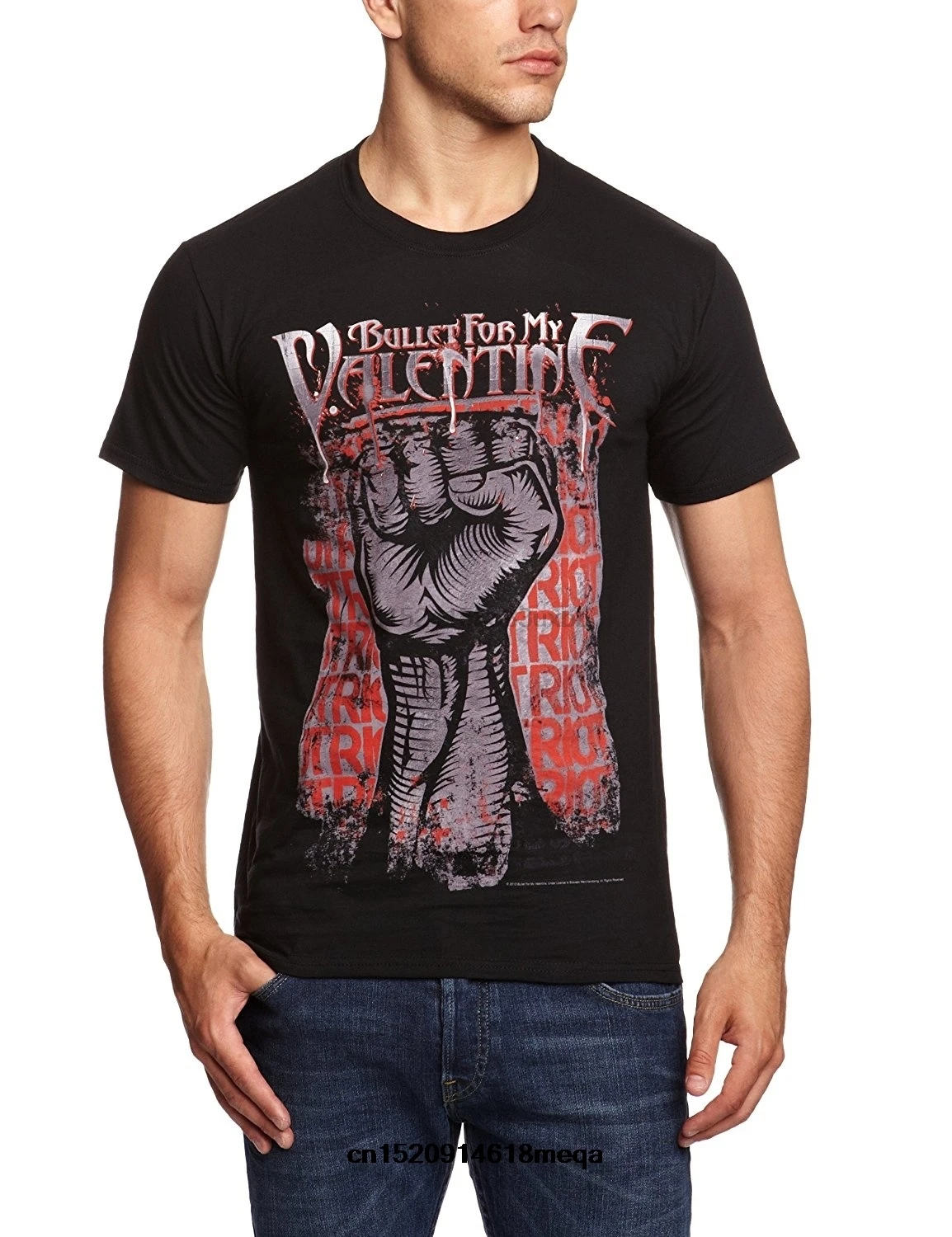 Мужская Повседневная модная футболка дешевая мужская Bullet For My Valentine-Riot |