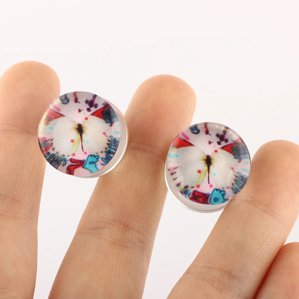 Акриловое кольцо Для Пирсинга Ушей бабочки черные и белые пробки для туннелей