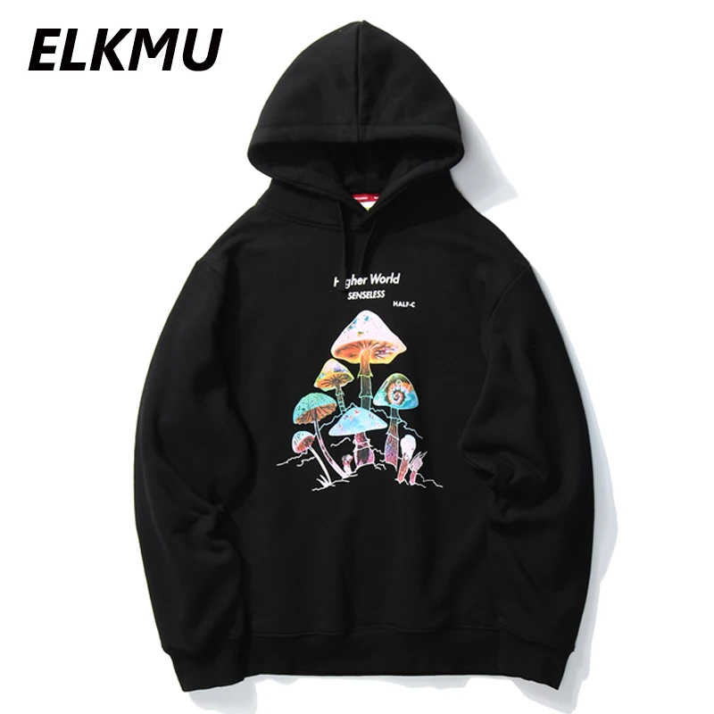 Толстовка ELKMU мужская с капюшоном уличная одежда в стиле хип хоп свитшот рисунком
