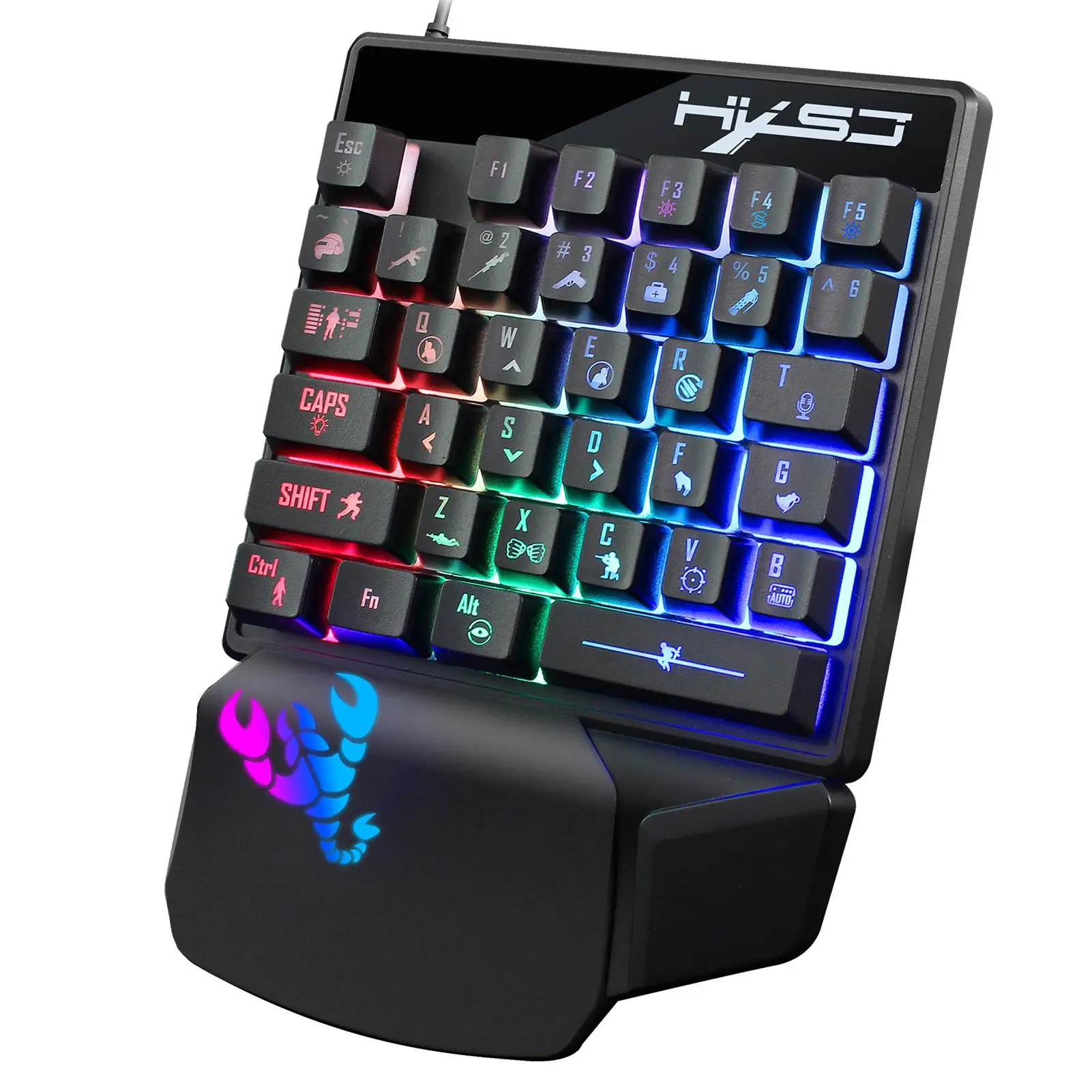 

HXSJ V500 Wired Gaming Keypad with LED Backlight 35 Keys One-handed Membrane Keyboard for LOL/PUBG/CF Gaming Keyboard