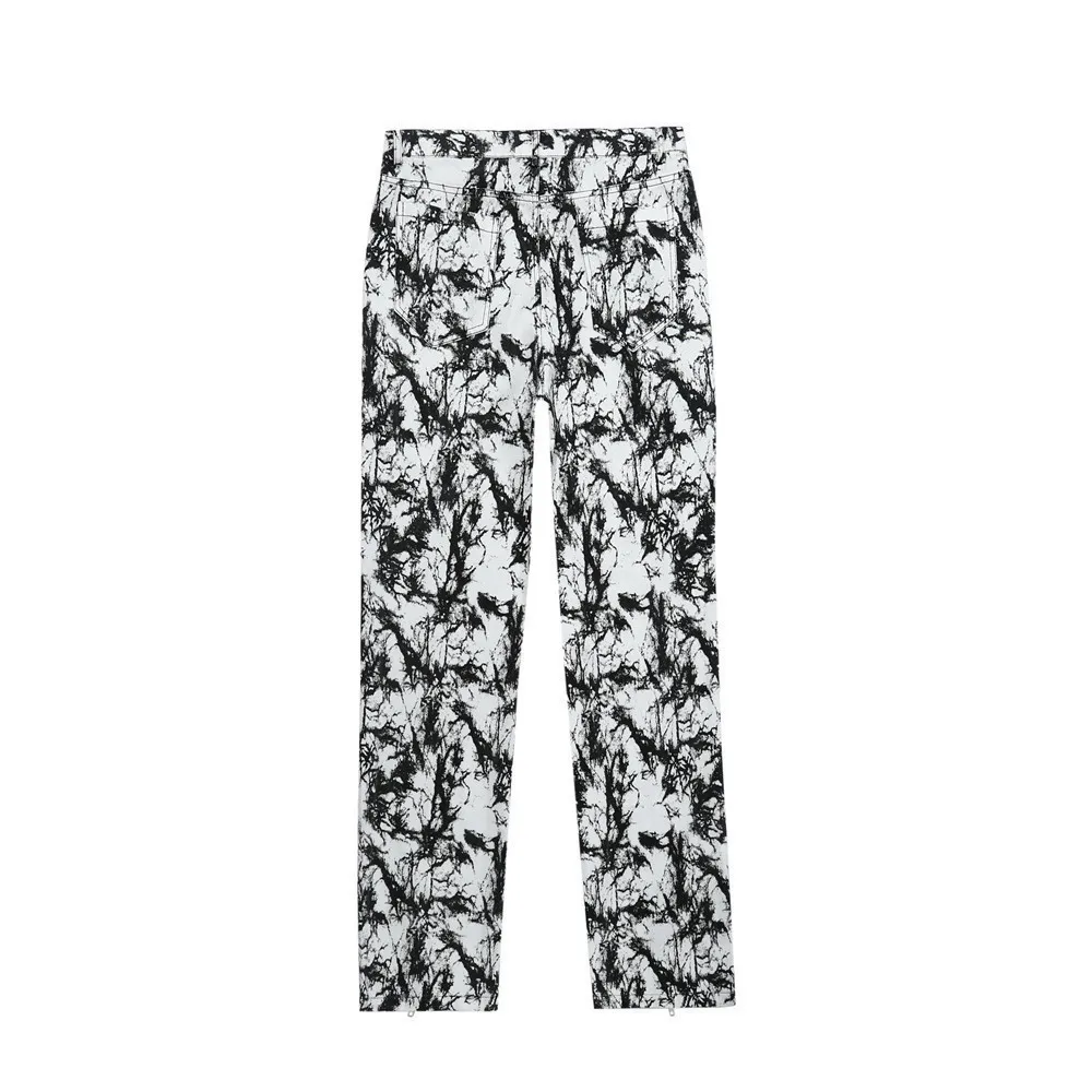 2021 Vibe Style Ankle Zipper Tie Dye Harajuku Men Slim Jeans Trousers Hip Hop Vintage Denim Pants Dark Streetwear Pantaloni Uomo