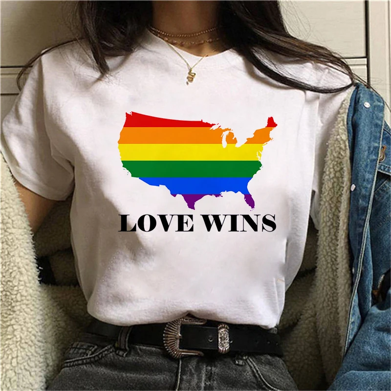 Female Tshirt Love Wins Women TShirts print Short Sleeve Creativity Casual Girl Tops Tee Women's T Shirt Casual Round Neck