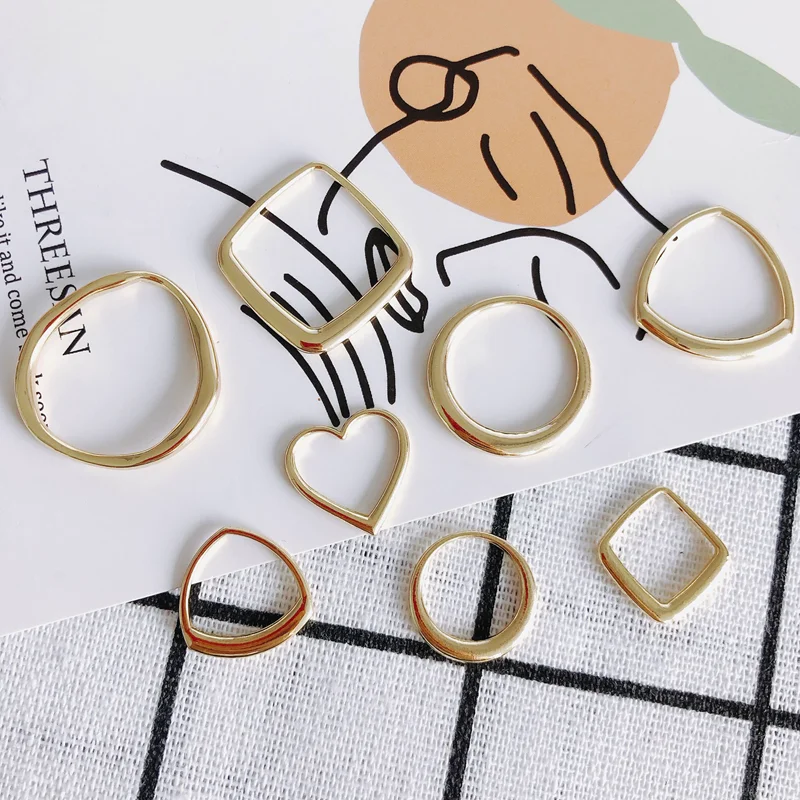 

Trendy Alloy Irregular Round Rectangle Love Heart Pendant Simple All-match Ladies Necklace DIY Accessories Material