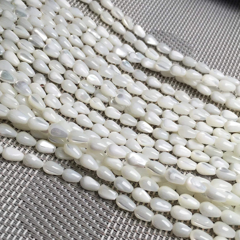 2020 New Lady DIY Bracelet Necklace Pendant Jewelry Yellow White Straight Hole Round Drop Shape Shell Bead Size 5x8mm / 6x12mm | Украшения