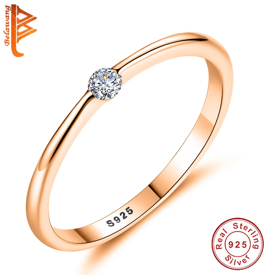 Женское кольцо с волнистым кристаллом BELAWANG на палец из настоящего серебра 925