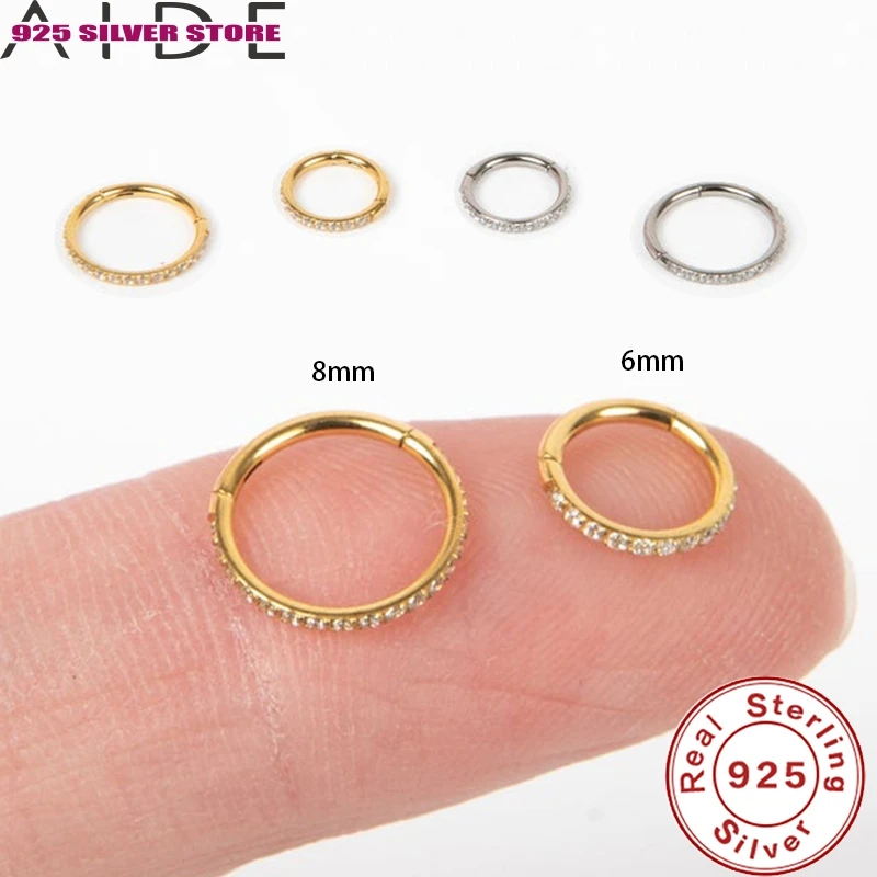 Aide 925 стерлингового серебра серьги гвоздики для женщин пирсинга хрящей небольшой