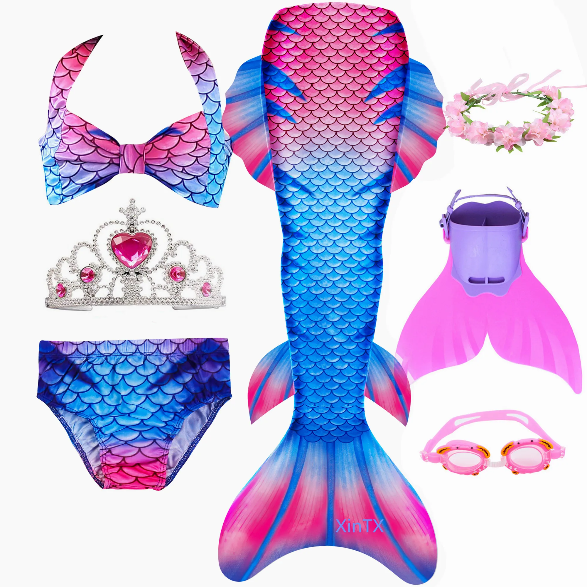 Новинка 2020 7 шт./компл. Женский костюм русалки венок-корона купальник для девочек