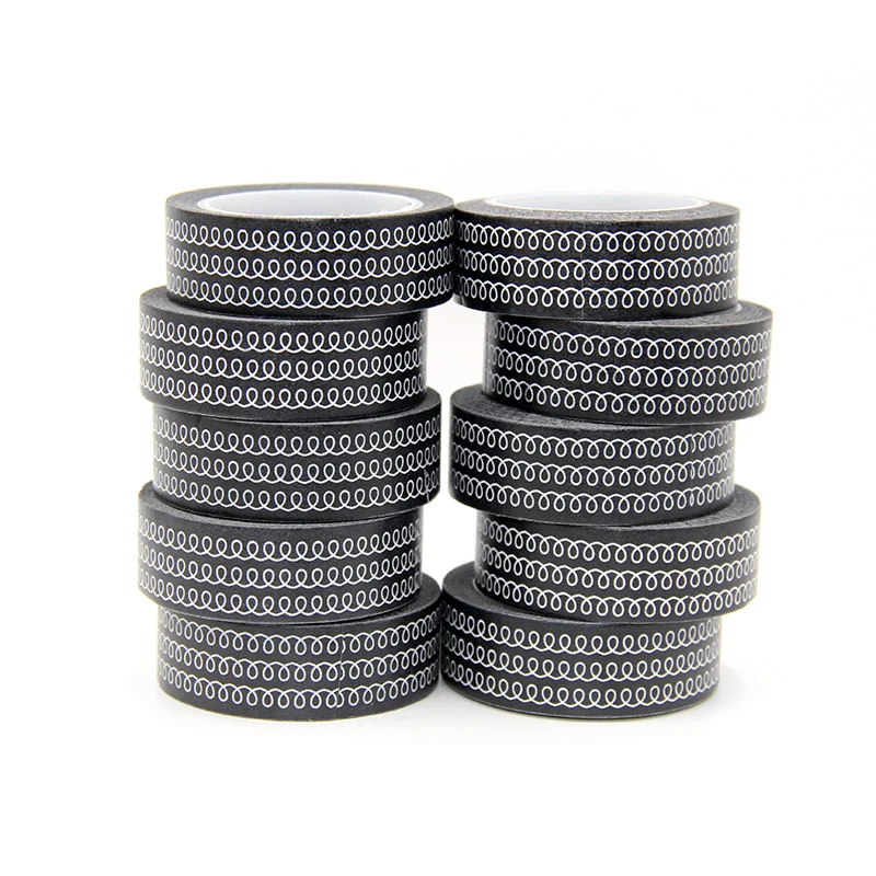 

New 10pcs/set 15MM*10M Black and White Chain Washi Tape washi stickers DIY Scrapbooking Masking Tape School Office Supply