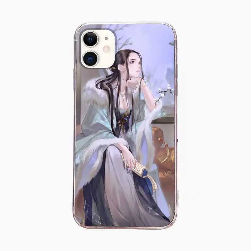 

Chinese Art Girl Phone Case For Iphone 6 6s 7 8plus X Xr 11 12 Mini Pro Max Fundas Cover