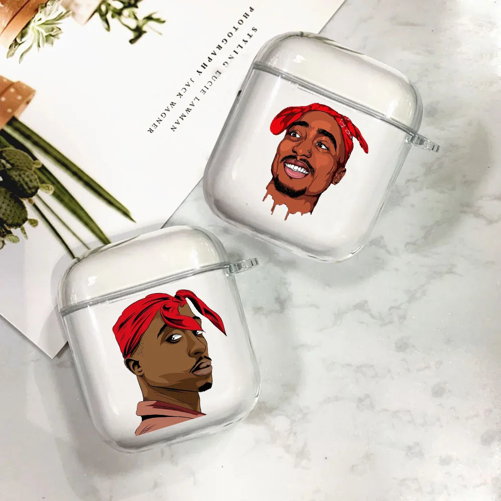 

Cool Rapper Tupac 2PAC Makaveli TPU Soft Clear Airpod Case for Apple Airpods 1 2 Cover Wireless bluetooth Earphone Coque Fundas
