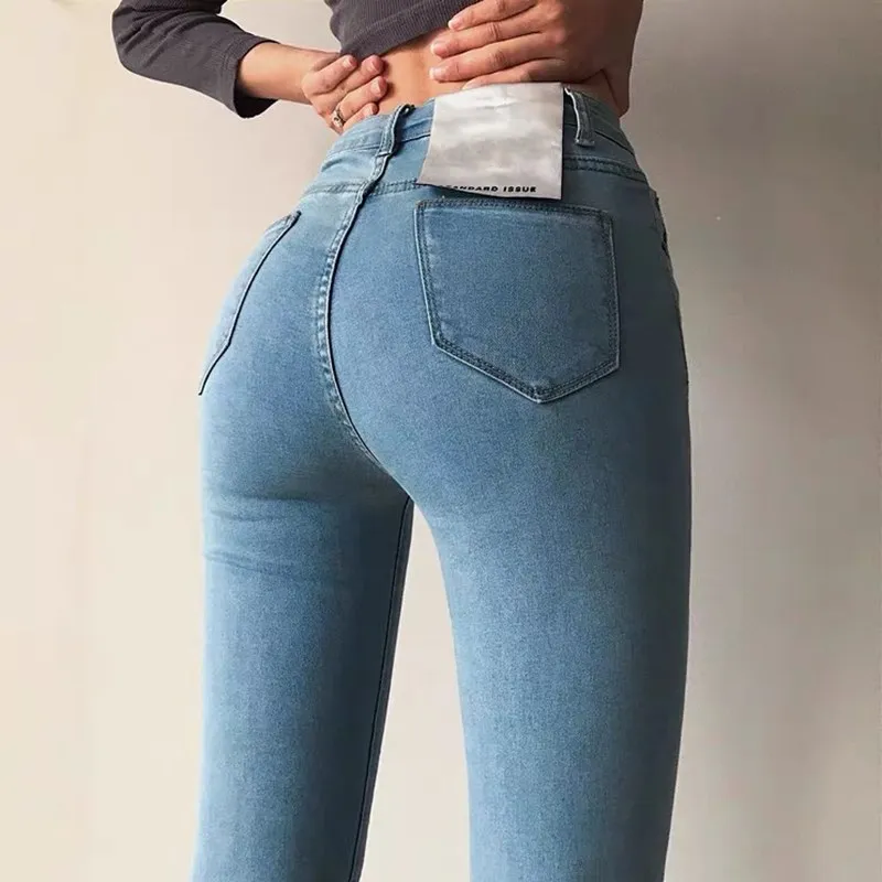 Джинсы для женщин Весна и осень новые эластичные облегающие джинсы с высокой