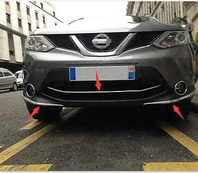 

Front Grill Grille + Bumper Corner Protection Trim for Nissan Qashqai 2014-2016