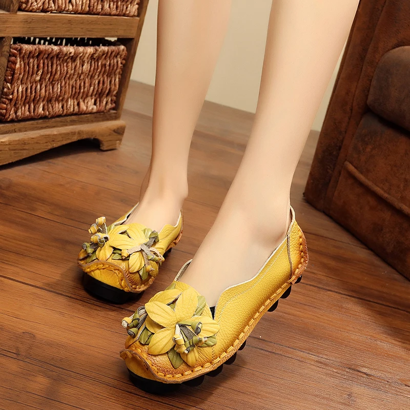 

Women Handmade Flat Shoes Summer Loafers Flats Shoes Slip On Platform Leather Shoes Genuine Leather Moccasins Zapatos De Mujer