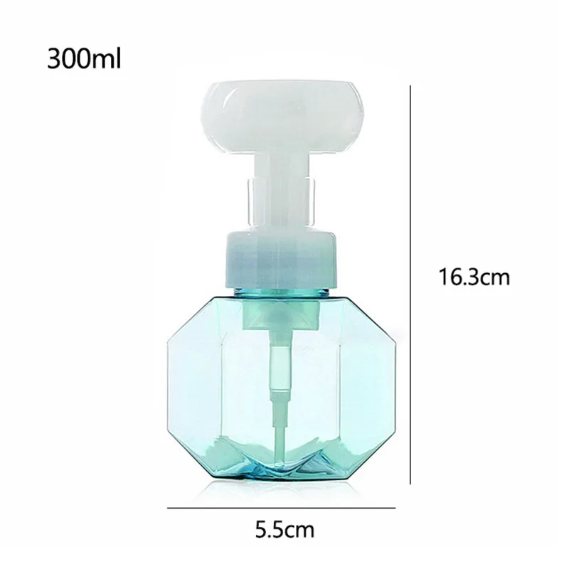

300ml Liquid Soap Dispenser Flower Shape Foaming Lotions Refillable Pump Empty Bottle Plastic Clear Shower Gel Foam Pump Bottle