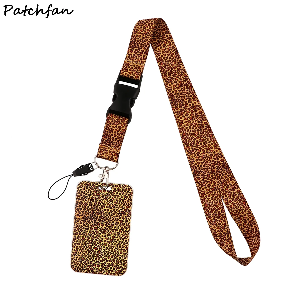 

20pcs/lot AD637 Patchfan Cartoon Leopard Necklack Lanyard Gym Strap Multifunction Mobile Phone Decoration With Card Holder Cover