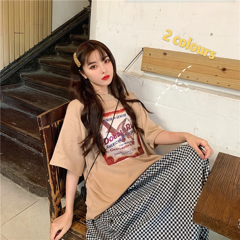 Женская футболка с короткими рукавами в стиле ретро свободные топы круглым