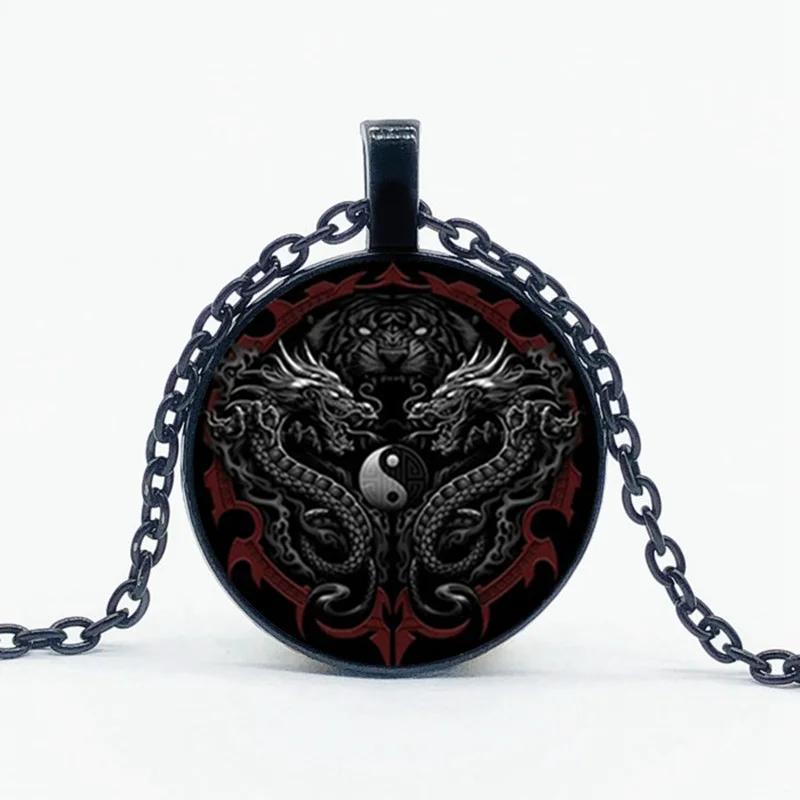 Новый Инь Ян Тай Чи Дракон Ожерелье Китай тайна сплетни стекло кулон ожерелье