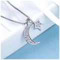 Trendy 925 Sterling Silver Necklace For Women Jewelry Shiny Zircon Moon Star Pendant Necklace Female Choker Accessories Gift