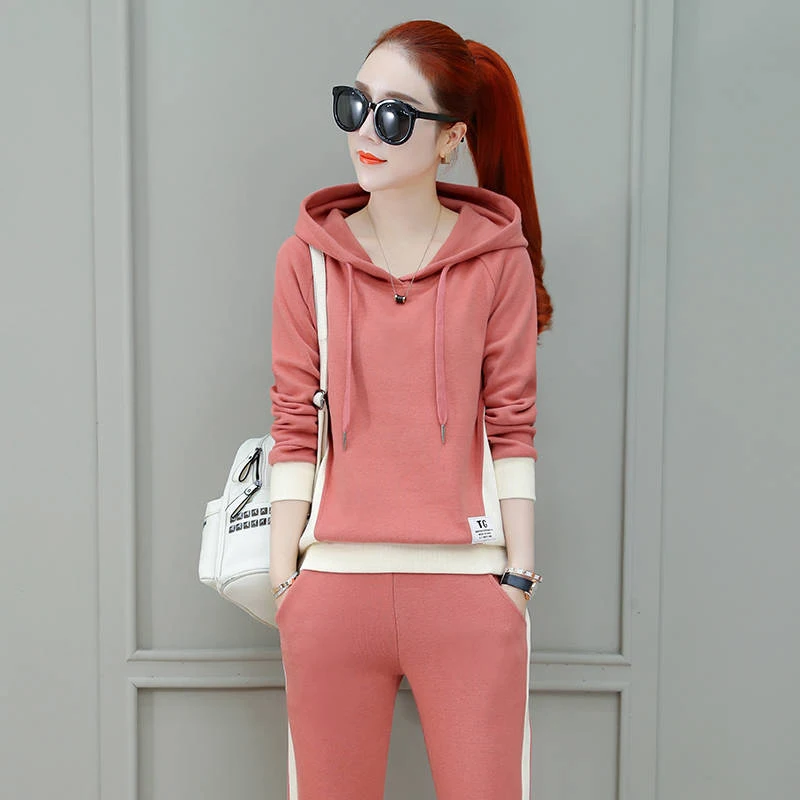 

Women Two Patchwork Loose Sweater Tracksuit New Design Fashion Two-piece Style Outfit Sweatshirt Pants Sets