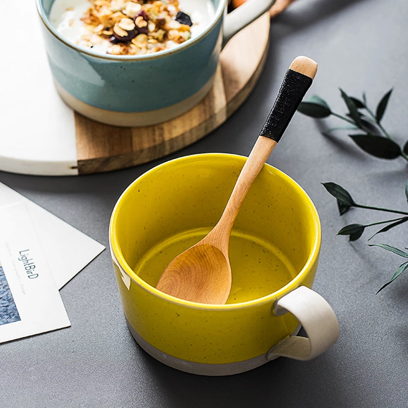 Japanese Art Stoneware Large Coffee Mug with Lid Spoon Modern Home Ceramic Breakfast Cereal Cup Afternoon Tea Flower Cupgift | Дом и сад